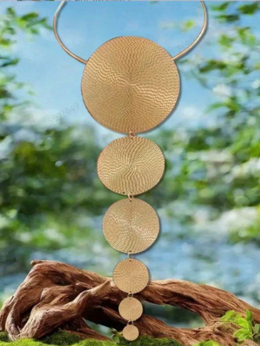 قلادة طويلة بتعليقة عملة قديمة، تصميم مبالغ فيه، أنيقة وعصرية