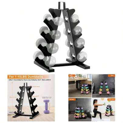 4 - Tier Dumbbell Rack Stand Only, A - Frame Compact Metal Weight Rack With Handle Home Gym Storage, Multilevel Dumbbell Holder Organizer 5 - 15 LB Weights Dumbbells Not Included