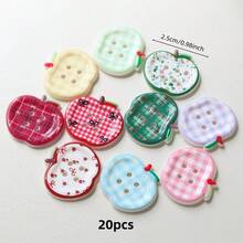 10/20 件随机混合格纹花卉印花 4 孔纽扣、连衣裙、夹克、衬衫、DIY 配饰、手机壳装饰