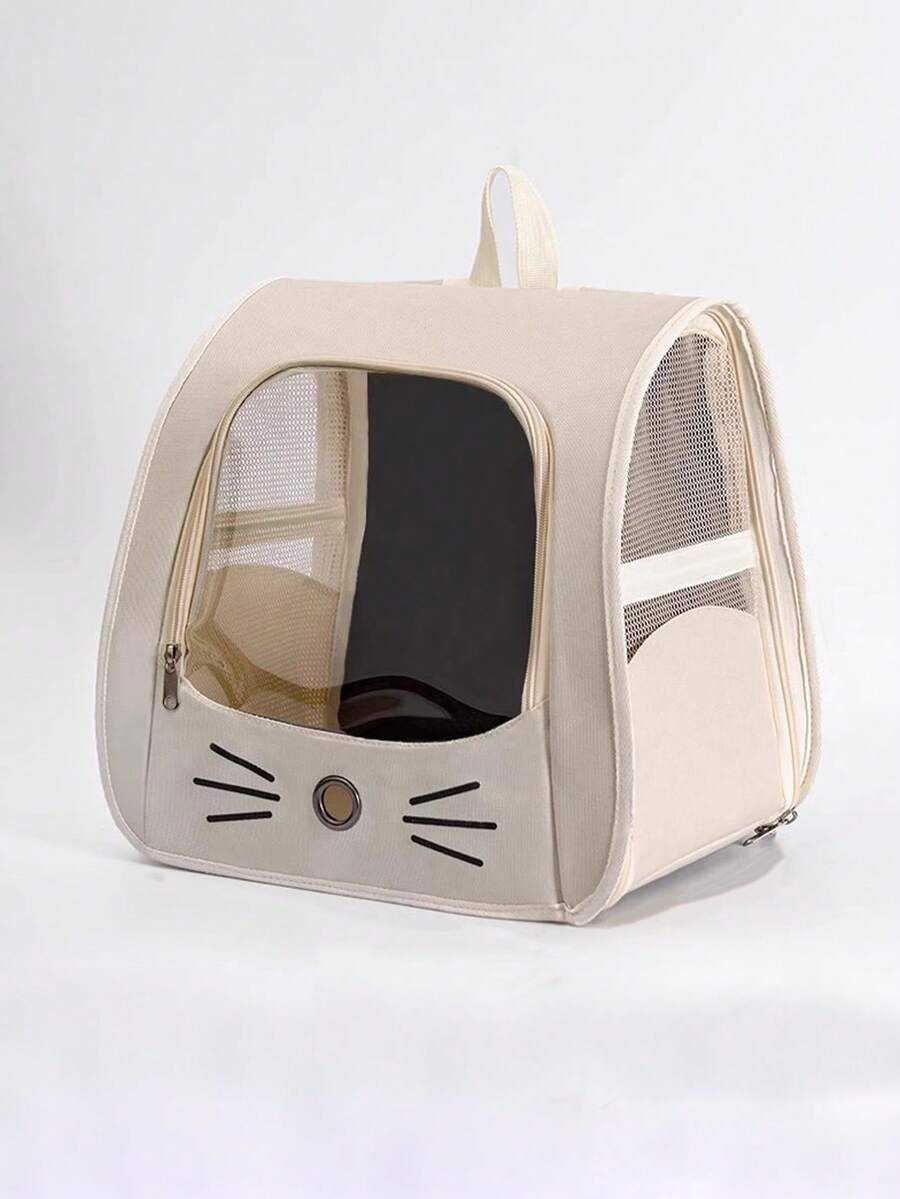 猫咪太空舱便携式宠物背包,侧开口设计,大容量,透气材质,适合小型猫咪。时尚透气的猫咪背包,牛津布材质,多功能可折叠大容量户外宠物背包,外出携带大号猫咪背包,透明太空舱透气便携包,猫狗用品。 - 彩色 - 查看 1