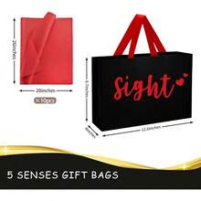 5 Senses Bags Five Senses Bags With Tissue Paper Kraft Paper Bag With Ribbon Handles Anniversary, Valentine's Day, Birthday Him Husband Boyfriend Black Silver - Đỏ Đen - Xem 3