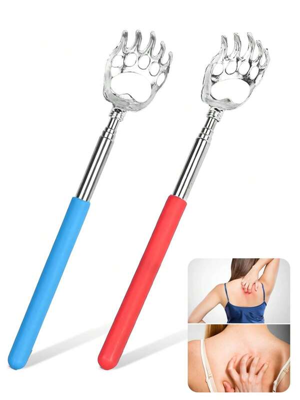 2 rascadores de espalda, garras de oso extensibles telescópicos rascadores de espalda para hombres y mujeres, herramienta de masaje portátil con mangos de goma como regalo útil para el Día del Padre