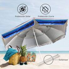 Sombrilla para Playa porttil, sombrilla para Mesa de Jardin, terrazas, Patio, Aire Libre, Camping, Exteriores con Filtro Rayos 3, AzulPlata - Azul/Plata - Ver 8