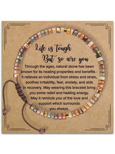 Beaded Braided Bracelet Fashionable Simple 2*4 Natural Stone Adjustable Bracelet