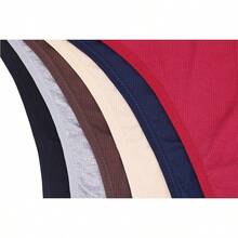 High Waisted Cotton Thongs For Women, Breathable Plus Size Multipack - 黑色*1 紅色*1 裸色*1 深藍色*1 咖啡*1 灰色*1 - 查看 8