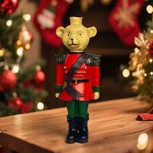 Adornos navideños: Figura de oso soldado de resina. Decoración de mesa para el hogar, la oficina y fiestas navideñas. - Rojo - Ver 5
