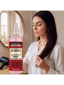 角蛋白顺滑吹风防热喷雾和防毛躁角蛋白顺滑吹风喷雾和丝绸精华防热喷雾可抵御高达 450°F 的专业防毛躁顺发喷雾 250 毫升 - 1 件 - 查看 8