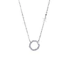 Asavi Atelier Dainty Round Zirconia Pendant Necklace For Women 925 Sterling Silver Elegant Circle Ring Necklace