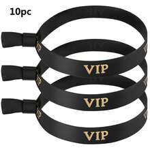 100pcs/10pcs Identification Wristbands, Event Party Wedding Bracelets, Bar Party Race Woven Labels, VIP Check-In Woven Labels, Wristbands, Sports Wristbands, VIP Wristbands, Party Wristbands, Fabric Wristbands, Event Armbands, Music Festival Exhibition Holiday Supplies, Black And Gold VIP Wristbands, Event Party Bracelets, Wedding Holiday, Christmas, Halloween Identification Wristbands - Multicolor - View 10