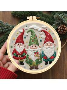 1 Set DIY Embroidery Kit With Plastic Embroidery Hoop, Christmas Gift Embroidery Wall Hanging Decor, Random Color Embroidery Frame