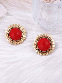 1 Pair Fashionable Minimalist High-End Geometric Resin Alloy Sunflower Vintage Elegant Earrings For Women