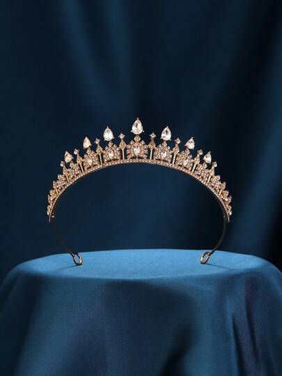 Gold Tiara And Crown, Rhinestone Princess Crown, Small Gold Tiara Crown Headband For Women/Girls, Suitable For Halloween, Party, Prom, Bride, Birthday And Other Occasions