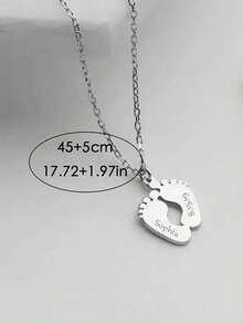 Personligt unikt fotavtryckshalsband, kan graveras familjemedlemmars engelska namn och födelsedagar, personligt fotavtryckshalsband för bebisar, halsband för nybliven mamma, babyshowerpresent, födelsedagspresent, julklapp, anpassat namn- och datumgraverat hänge, halsband för nyfödd, justerbar förlängd kedja, minimalistisk design - Multifärgad - Visa 2