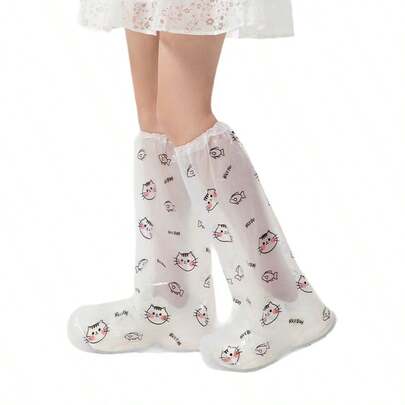 New Disposable Shoe Covers For Adults And Children, Waterproof Rain Shoe Covers In PE Material, Mid-Calf And Tall Styles, Wear-Resistant, Cute Design, Suitable For Rainy Season