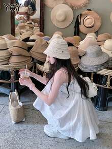 2025 New French Autumn Bestseller White Embroidered Casual A-Line Slip Dress For Women