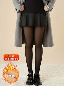 Colanți negri pentru femei, toamnă/iarnă, cu căptușeală din lână, eleganți și sexy, care controlează abdomenul, care stau la locul lor, perfecți pentru acasă, purtare zilnică și ținută de birou, șosete pentru femei