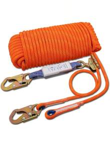 Fall Protection Safety Rope100ft Heavy Duty Vertical Roofing Rope Rope Grab Snap Hook Shock Absorber Fall Protection Line Kit Restraint System Roofing Safety Equipment (100FT)