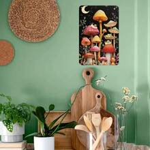 Mushroom Fairy Garden Night Scene Tin Sign, Vintage Aesthetic Mushroom And Snail Metal Sign Print Aesthetic Room Decoration For Home Bedroom Kitchen Bar Dorm Bathroom Wall Decor 8 X 12 Inch - 1 - Xem 7