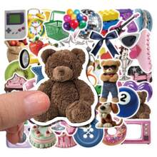 50 Stücke Y2K Cartoon Graffiti Aufkleber, wiederverwendbare Aufkleber geeignet für Feiertags-Dekorationen - Halloween, Weihnachten, Ostern, zum Basteln auf Wasserflaschen, Laptops, Skateboards, lebendiges ästhetisches Graffiti-Set für Tagebücher, Scrapbooks, Partyzubehör, toll für Winter, Neujahr - Verschiedenfarbig - Übersicht 5