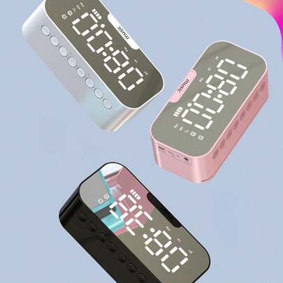 多功能迷你闹钟，AI智能无线闹钟音箱带低音炮，电子报时器