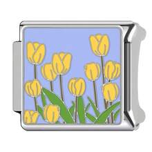 1PC Stainless Steel Italian Module Bracelet Components, Featuring Various Floral Patterns, DIY Making Jewelry For Bracelet Necklaces, Can Be Freely Matched With Different Styles