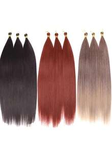 26 英寸直发束钩针编织辫子头发合成直发接发编织头发渐变棕色柔软钩针接发女士直发编织头发，柔软合成束钩针编织辫子发束用于编织