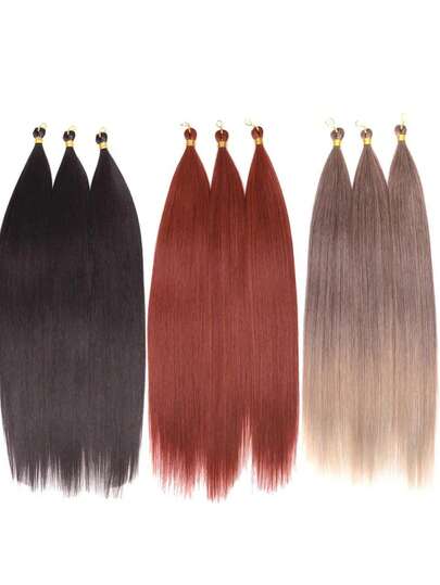 26 英寸直发束钩针编织辫子头发合成直发接发编织头发渐变棕色柔软钩针接发女士直发编织头发，柔软合成束钩针编织辫子发束用于编织