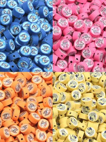 Bluey 20Pcs Bluey Cartoon Dog Pattern Polymer Clay Beads Can Be Used For DIY Necklaces Bracelets And Accessories It Is A Perfect Gift For Birthday Parties And Festivals