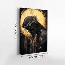 1pc Framed Canvas Wall Art, Jesus Crown Of Thorns Jesus Praying Modern Christian Art Print Canvas Poster Painting Wall Decor, Ideal Gift For Bedroom Living Room Hallway Dorm, Ready To Hang - 彩色 - 查看 10