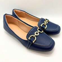 Women's Square Toe Loafer Shoes Comfortable Casual With Elegant Embellishment - 藏蓝色 - 查看 12