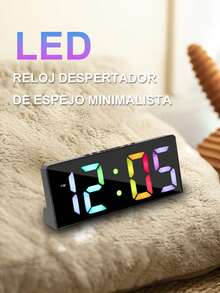 Reloj de pared digital grande de 16", pantalla LED grande con control remoto, 8 colores RGB, alarma, horario de verano y temperatura para sala de estar y oficina. - Multicolor - Ver 3