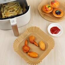 50/100pcs Square Air Fryer Liners, Non-Fry Disposable Liner Sheets For Air Fryer/Oven/Microwave – Perfect For Chicken Nuggets, Burgers, Tempura, Fries, Meat & Vegetables Greaseproof Parchment Paper . Baking Paper . Silicone Coated Paper ​​Kitchen Essential . Household Must-Have . Labor Day Gift​, Back To School