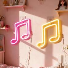1 Stück LED Musiknoten Neon Schild Neonlicht Wanddekoration Nachtlicht Geschenke für Mädchen Schlafzimmerdekoration Zuhause Feiertags-Party Hochzeitsdekoration Raumdekoration Lichterkette