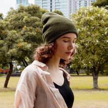 Beanie Hat Men Women Winter Hat Cuffed Beanies Knit Skull Cap Warm Ski Hats Black - Melon-shaped Hat - View 5