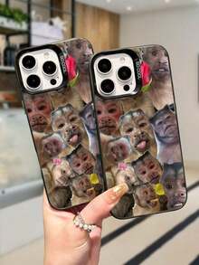 Expression 1pc Monkey Pattern Design TPU Soft Edge Phone Case Compatible With Iphone13/15/14/13/12/11/16/Galaxy/Redmi/OPPO/VIVO/INFINIX, Interesting Puzzle Waterproof Shockproof Anti-Fall Scratch Resistant - Kiểu 2 (1 chiếc) - Xem 4