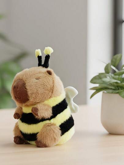 ﻿ 1pc 30cm/11.81in Plush Capybara With Bee Costume, Cute Cartoon Capybara Stuffed Animal Bee Costume Doll, Decorative Pillow Or Prop For Living Room, Gift For Family, Friend,Kids Toys,Christmas Presents,Halloween,Christmas Stocking Fillers,Birthday Gifts, Anniversary Gift,Children's Day