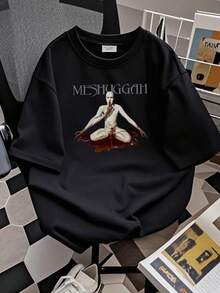 180g pure Cotton Meshuggah Obzen T Shirt Size S 5Xl designer clothes Summer women Unisex Top For Everyday Wear Print Round Neck Short Sleeve Breathable Versatile Stylish T-Shirt For Women Casual female fashion Women Top Graphic Tees Casual Stretched streetwear - Negro - Ver 2
