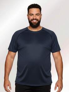 Men's Plain Black-White Dry Fit Shirt Contrast Colors Short Sleeve - Casual - Training - Gym - Sports - Exercises - Running-Party - 藏蓝色 - 查看 6