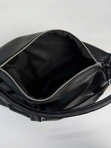 1件简约复古设计荔枝纹女式软肩托特包，女士手提包，秋冬新款女士单肩包，秋季最佳手提包，女士休闲手提包