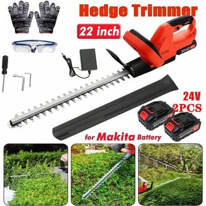 Cordless Hedge Trimmer, 22Inch Cordless Electric Hedge Trimmer W/2* 24V Battery