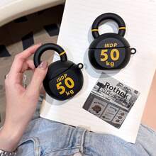 1pc Dumbbell Bluetooth Earphone Case (Random Style Hanging Hook Included), Cute Cartoon Silicone Shockproof Protective Cover For AirPods Pro 3, Compatible With AirPods 1/2/3/4/Pro/Pro2 - Black - View 7