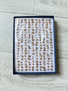 RINTOLER 100pairs Rhinestone Decor Stud Earrings