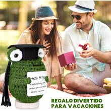 Adornos Tejidos - Muñeca Tejida con Tarjeta, Muñeca de Apoyo Emocional Creativa y Linda, Regalo para Amigos, Regalo de Cumpleaños, Decoración del Hogar Adornos Tejidos (Rana) - día - Ver 3