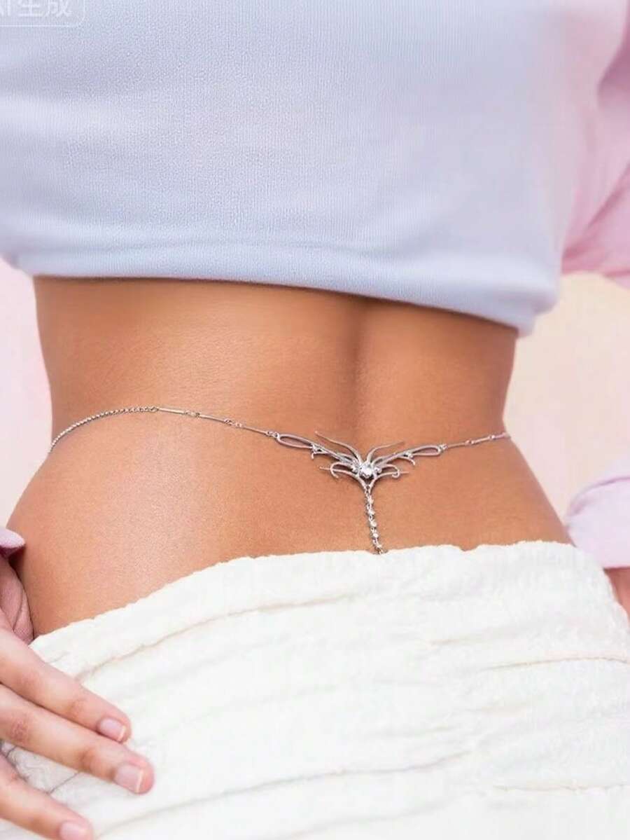 1 pieza Cadena de cintura de araña de cristal sexy y de moda, cadena corporal para mujer para uso diario, boda, fiesta, regalo de vacaciones