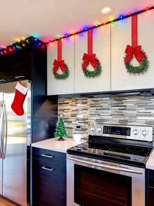 1/2/4pcs Christmas Mini Wreath Cabinet Window Hanging Decorations With, Christmas Wreath, Pine Needles Wreath With Red Berry Hanging Decorations, Red Bow Garland Decoration, Xmas Decoration, Christmas Decorations, Christmas Gifts, Stocking Fillers . Home Decor Room Decor