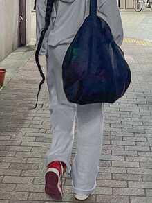 Outdoor Casual Pants, Solid Color With Pockets, Loose Fit Straight Leg Trousers