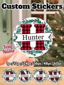 1 قطعة/12 قطعة/24 قطعة/36 قطعة/48 قطعة/60 قطعة ملصقات عيد الميلاد المخصصة، ملصقات عيد الميلاد الشخصية، ملصقات بطاقات الاسم المخصصة، ملصقات قابلة للتخصيص للأطفال، ديكورات عيد الميلاد، هدايا عيد الميلاد، ديكورات الحفلات، ملصقات عيد الميلاد، ملصقات الحروف الأولية والأسماء المخصصة، ملصقات هدايا عيد الميلاد، ملصقات هدايا عيد الميلاد