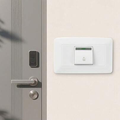 Interruptor pulsador de timbre de pared, reiniciable, rectangular, blanco, interruptor general