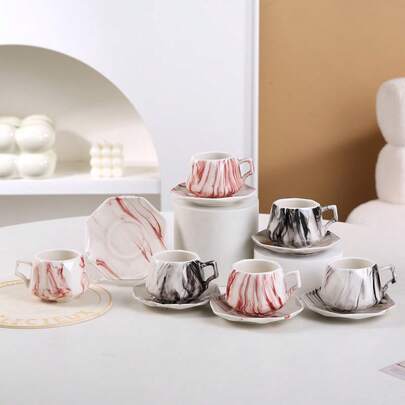 90ml/3.16oz Coffee Cup And Saucer Set, Suitable For Drinking Espresso And Turkish Coffee