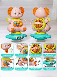 1 Peça Brinquedo Interativo Multifuncional para Bebês, Padrão Fofo de Elefante, Conjunto de Combinação, Apito, Goma Macia, Brinquedo de Quebra-Cabeça para Crianças, Brinquedo de Acalmar o Sono da Educação Precoce, Interação Pais-Filhos, Geração de Música, Treinamento de Audição, Festas, Aniversários, Presentes de Festa, Interação de Crianças, Montessori, É um Conjunto de Brinquedos Muito Divertido e Perfeito para Meninos e Meninas em Idade Pré-Escolar